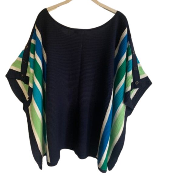 Liz & Me Soft Knit Striped Poncho 2x/3x - Picture 3 of 5